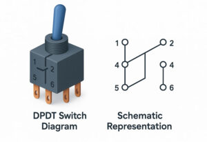 DPDT Switch Diagram and Schematic Representation