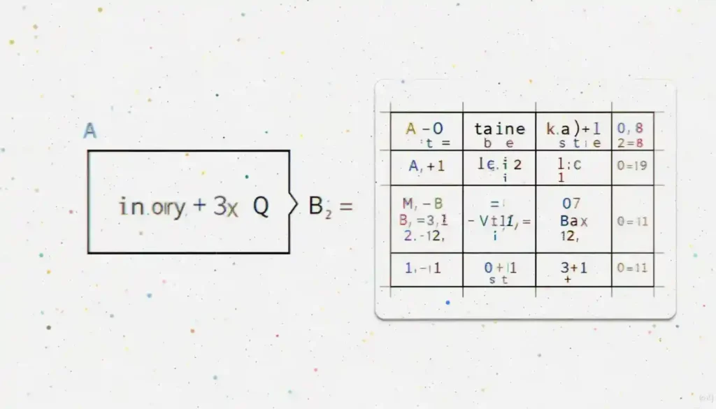 Diagram of an AND logic gate with two input lines labeled A and B, and one output line labeled Q. Next to the gate is a truth table showing all input combinations (00, 01, 10, 11) and their corresponding outputs