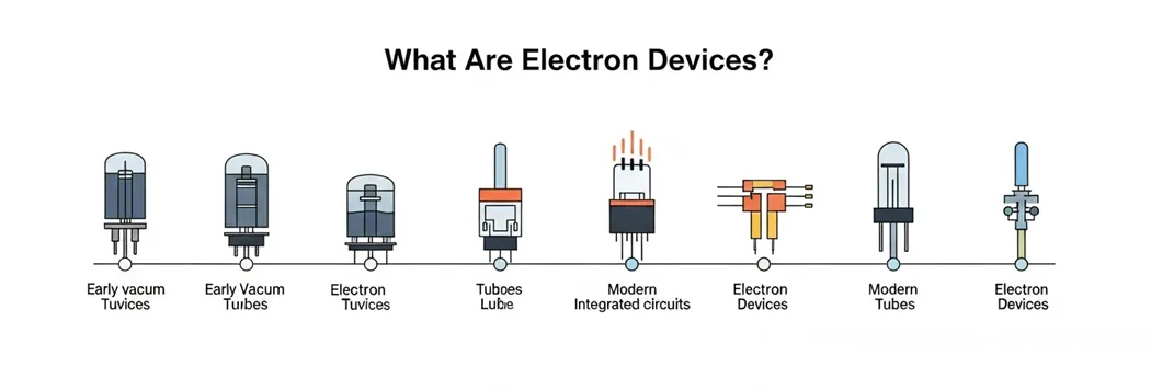 Electronics components spread on workbench   resistors, capacitors, transistors, ICs
